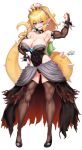  absurdres blonde_hair blue_eyes bowsette bracelet breasts cleavage collar dress full_body highres horns jewelry large_breasts leotard looking_at_viewer mario_(series) muscular new_super_mario_bros._u_deluxe nez-box pointy_ears smile spiked_bracelet spiked_collar spiked_shell spiked_tail spikes standing strapless strapless_leotard super_crown tail thighhighs 