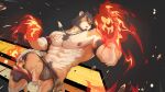  1boy :o abs alca animal_ears armband ass_visible_through_thighs bara beard black_hair briefs bucephalus.tvt bulge chest_hair commission facial_hair feet_out_of_frame fighting_stance flaming_hand furry furry_male gyee highres jumping large_pectorals lion_boy lion_ears lion_tail male_focus male_underwear mature_male muscular muscular_male navel navel_hair nipples original pectorals red_eyes short_hair sideburns solo stomach tail thick_eyebrows thick_thighs thighs tooth_necklace topless_male underwear 