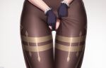  2girls ass_visible_through_thighs black_legwear ganyu_(genshin_impact) genshin_impact gloves highres keqing_(genshin_impact) multiple_girls solo_focus thigh_focus thighs torn_clothes torn_legwear yuri z282g 