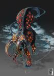  artist_name claws cthulhu_mythos gradient gradient_background grey_background highres hound_of_tindalos monster no_humans open_mouth tail takayama_dan tentacles 