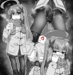  1girl ahoge anger_vein angry arm_at_side bangs bar_censor blush boots breath censored closed_mouth clothes_pull coat commentary_request controller covering_mouth cross-laced_footwear cup disposable_cup dot_mouth drink egg_vibrator embarrassed eyebrows_visible_through_hair flat_chest from_below grey_background greyscale hair_between_eyes hair_ornament hair_ribbon half-closed_eyes hand_up highres holding holding_cup holding_remote_control huge_ahoge long_hair long_sleeves looking_at_viewer miniskirt mitsuki_(toriaezu) monochrome multiple_views nose_blush notice_lines original outline panties panty_pull pantyhose pantyhose_pull plaid plaid_scarf pleated_skirt pov pussy pussy_juice remote_control remote_control_vibrator ribbon scarf sex_toy shiny shiny_hair sidelocks simple_background skirt skirt_pull speech_bubble spoken_anger_vein standing steam steaming_body sweat thighband_pantyhose trembling underwear upskirt vibrator vibrator_under_clothes vibrator_under_panties wet wet_clothes wet_panties white_outline x_hair_ornament 