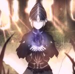  1girl amphyampp armor blurry blurry_background cape covered_face crying dark_souls_(series) dark_souls_i highres holding lord&#039;s_blade_ciaran mask solo_focus tears torn_cape torn_clothes 