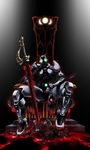  antennae armor bad_end belt blood glowing glowing_eyes guro kamen_rider kamen_rider_black kamen_rider_black_(series) shadow_moon sword throne tsuki_hiro weapon 