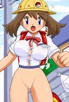  bottomless haruka_(pokemon) hat lowres pokemoa pokemon pussy uncensored wardrobe_malfunction 