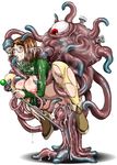  anal beholder blush brown_hair butcha-u cum cum_in_pussy cum_inside dungeons_and_dragons eroquis facial glasses green_eyes nipple_penetration nipples rape stomach_bulge tentacle torn_clothes 