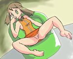  barefoot bottomless cum cum_on_body cum_on_feet cum_on_lower_body feet green_eyes haruka_(pokemon) lowres may no_panties pokemon sitting sole soles spread_legs toes uncensored 