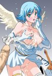 angel censored cum highres nanael open_clothes open_shirt queen&#039;s_blade queen's_blade rudoni shirt sword weapon wings 