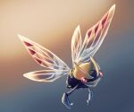  bug claws commentary flying full_body fusenryo gradient gradient_background highres ninjask no_humans pokemon pokemon_(creature) red_eyes solo 