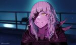  1girl bandaid bandaid_on_nose blade_runner_2049 blonde_hair blood blood_on_face darkpulsegg english_commentary eyepatch girls&#039;_frontline goslingposting long_hair m16a1_(boss)_(girls&#039;_frontline) m16a1_(girls&#039;_frontline) multicolored_hair parody solo streaked_hair upper_body white_hair yellow_eyes 