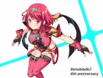  1girl bangs black_gloves breasts chest_jewel earrings f_1chan fingerless_gloves gloves jewelry large_breasts pyra_(xenoblade) red_eyes red_hair red_legwear red_shorts short_hair short_shorts shorts solo swept_bangs thighhighs tiara xenoblade_chronicles_(series) xenoblade_chronicles_2 
