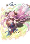  1girl bare_shoulders braid breasts cleavage closed_eyes closed_mouth draph elbow_gloves gloves granblue_fantasy hair_ornament hair_over_one_eye highres horns katana large_breasts light_purple_hair long_hair narmaya_(granblue_fantasy) pointy_ears single_braid solo sword tachi_(weapon) very_long_hair weapon yuiko_(yuiyuiko_108) 