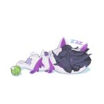  absurdres ball dragon ember_(selen_tatsuki) highres kamameshi_gougoumaru nijisanji nijisanji_en no_humans noise pet_bed pikl_(elira_pendora) simple_background sleeping tennis_ball white_background 