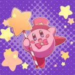  :d blush_stickers check_commentary commentary_request hat honcha kirby kirby_(series) no_humans red_headwear smile solo star_(symbol) star_rod top_hat 
