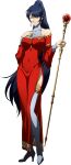  1girl bangs blue_eyes blue_hair boots closed_mouth collarbone detached_sleeves dress full_body high_heel_boots high_heels high_ponytail highres holding holding_staff jessica_(langrisser) langrisser long_dress long_hair long_sleeves looking_at_viewer official_art red_dress red_sleeves shiny shiny_hair shiny_skin side_slit sleeveless sleeveless_dress smile solo staff standing swept_bangs thigh_boots thighhighs transparent_background turtleneck very_long_hair white_footwear 