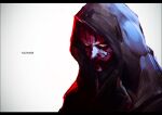  1boy artist_name black_skin colored_skin commentary_request darth_maul hood hood_up k-suwabe letterboxed looking_at_viewer male_focus portrait red_skin shiny shiny_skin simple_background sith solo star_wars 