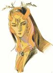  1girl expressionless eyeshadow feng_ren highres long_hair looking_to_the_side makeup midna midna_(true) orange_hair parted_hair pink_eyeshadow portrait red_eyes solo the_legend_of_zelda the_legend_of_zelda:_twilight_princess tied_hair veil white_background 