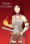  absurdres armor bandages fire highres pertenecientes_al_fuego_(book) pyrokinesis red_hair selena_mulciber self_upload sword tagme weapon zouponfox 