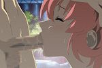  animated animated_gif censored closed_eyes fellatio gundam gundam_seed hand_on_head hetero lacus_clyne lowres mosaic_censoring oral penis pink_hair saliva solo_focus sweat 