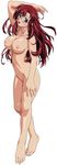  blush breasts glasses highres jpeg_artifacts kazami_mizuho large_breasts long_hair navel nipples no_panties nude nude_filter onegai_teacher purple_eyes red_hair smile solo third-party_edit 