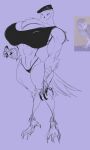  2021 absurd_res anthro avian ber00 beret big_breasts bird breasts clothing curvy_figure female hat headgear headwear hi_res huge_breasts muscular muscular_anthro muscular_female non-mammal_breasts owl sketch solo thick_thighs voluptuous 