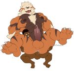  3_toes abs absurd_res anal anal_penetration anthro anthro_penetrated arcanine balls biceps black_hair bodily_fluids brown_body brown_countershading brown_fur canid chest_tuft claws countershading cum cum_in_ass cum_inside cum_splatter cum_while_penetrated dark_body dark_skin duo elbow_tufts fangs feet flat_colors fur genital_fluids genitals grin hair hi_res human human_on_anthro human_penetrating human_penetrating_anthro humanoid_genitalia humanoid_penis interspecies looking_pleasured maldu male male/male mammal muscular muscular_anthro muscular_human muscular_male neck_tuft nintendo nipples on_bottom on_top open_mouth orange_body orange_fur pec_squeeze pecs penetration penis pok&eacute;mon pok&eacute;mon_(species) pok&eacute;philia reverse_cowgirl_position sex sharp_teeth simple_background size_difference small_dom_big_sub smile spread_legs spreading tan_body tan_fur teeth toe_claws toes tuft video_games 
