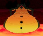  3_eyes absurd_res alien anthro belly big_belly bubble glowing glowing_eyes hi_res horn kraid lava lava_pool looking_at_viewer macro male metroid multi_eye nintendo overweight overweight_male reagan700 red_eyes relaxing solo underground video_games 