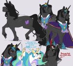  angry better_version_at_source clothing crown duo equid equind equine evehly facial_hair female feral flirting friendship_is_magic good_king_sombra_(idw) hasbro horn horse king_sombra_(mlp) male male/female mammal my_little_pony pony princess_celestia_(mlp) scar sideburns sparkles speech_bubble trotting umbrum unicorn vulgar winged_unicorn wings 