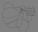  anthro big_breasts big_butt black_and_white breasts butt crossgender dialogue domestic_cat eyewear felid feline felis female glasses huge_breasts hyper hyper_breasts long_tail mammal monochrome radio_(thenameisradio) solo stretched_clothing thenameisradio 