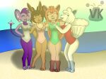  2021 3_toes ally_(volcano-kaiser) alolan_vulpix anthro beach breasts canid canine clothing ear_piercing ear_ring eevee elly_(volcano-kaiser) eyes_closed feet felid feline female fox gloves_(marking) group happy leg_markings light lilly_(volcano-kaiser) mammal markings nintendo one-piece_swimsuit open_mouth open_smile piercing pok&eacute;mon pok&eacute;mon_(species) regional_form_(pok&eacute;mon) sand seaside shinx smile socks_(marking) sunlight swimwear toes tori_(volcano-kaiser) video_games volcanokaiser vulpix water watermark 