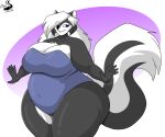  absurd_res anthro breasts cjshadorunner cleavage clothed clothing female hi_res mammal mephitid one-piece_swimsuit overweight overweight_anthro overweight_female skunk solo swimwear 