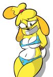  animal_crossing anthro bdsm bell bondage bound canid canine canis domestic_dog female gag isabelle_(animal_crossing) looking_at_viewer mammal nintendo restraints rope rope_bondage shih_tzu skimpy_bikini solo tape tape_gag tempson toy_dog video_games 