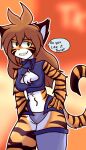  anthro clothing dialogue felid female flora_(twokinds) hair hi_res infrawash mammal pantherine solo tiger twokinds webcomic 