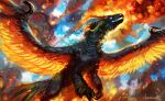  2021 ambiguous_gender amenlona claws digital_media_(artwork) dragon feathered_dragon feathered_wings feathers feral fur furred_dragon hi_res solo wings 
