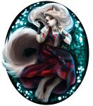  anthro canid canid_demon canine canis clothing demon digitigrade eyeshadow female fluffy fluffy_tail fur grey_body grey_fur hellhound helluva_boss hi_res loona_(helluva_boss) makeup mammal red_sclera simple_background slavic solo vixvixart white_body white_eyes white_fur wolf 