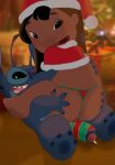 4_arms absurd_res alien anthro anus barely_visible_anus butt butt_grab child christmas christmas_clothing clothing disney duo experiment_(lilo_and_stitch) female hand_on_butt hi_res holidays human leaking_precum lilo_and_stitch lilo_pelekai looking_back male male/female mammal multi_arm multi_limb pokachu_(artist) stitch_(lilo_and_stitch) thong underwear wrapping_paper young 