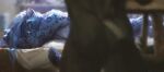  2021 anthro blue_body blue_eyes blue_fur blue_hair breasts butt digital_media_(artwork) duo felid female fur hair leopard male mammal nomax nude pantherine 