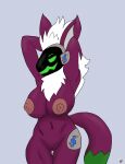  absurd_res anthro areola big_breasts breasts female genitals hi_res kingfox777 machine nipples protogen protogen_visor purple_body pussy simple_background smile solo thick_thighs 