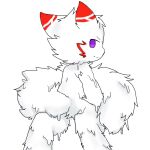  after_transformation ambiguous_gender anthro canid canine changed_(video_game) chano dripping fox fur goo_creature goo_transformation lin_(changed) long_tail looking_at_viewer looking_back mammal purple_eyes red_body red_fur simple_background solo species_transformation transformation white_background white_body white_fur 