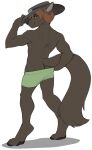  2021 5_fingers anthro black_nose blue_eyes brown_hair canid canine digital_media_(artwork) feet fingers hair hi_res kittydee male mammal shirtless smile solo standing toes 