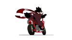  2021 anthro biped black_body brown_body canid canine curry_(copyright) hi_res mammal motorcycle parker_simmons raccoon_dog rizo_(parker_simmons) scarf simple_background sitting solo tanuki vehicle white_background 