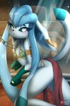  aki_(rilex_lenov) anthro back_arch blush chain chain_leash chained clothing costume ear_piercing eeveelution female glaceon leash nintendo piercing pok&eacute;mon pok&eacute;mon_(species) rilex_lenov slave_leia_costume solo star_wars video_games 