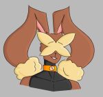  animal_humanoid anthro collar fan_character hair hair_over_eye humanoid james_(shewiff) lagomorph lagomorph_humanoid lopunny male mammal mammal_humanoid mega_evolution mega_lopunny mega_stone muscular muscular_male nintendo one_eye_obstructed orange_collar pok&eacute;mon pok&eacute;mon_(species) shewiff smile solo video_games 