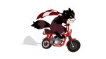 2021 anthro biped black_body brown_body canid canine curry_(copyright) hi_res mammal motorcycle parker_simmons raccoon_dog rizo_(parker_simmons) scarf simple_background sitting solo tanuki vehicle white_background 
