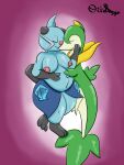  anthro breasts crystal_(ori-doggo) cuddling dewott duo exposed_breasts eyes_closed female feral hi_res love male male/female nintendo ori-doggo pok&eacute;mon pok&eacute;mon_(species) pregnant pregnant_female servine video_games 