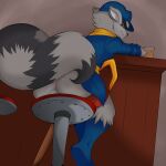  1:1 absurd_res alex_kitsune anthro anus bar butt hi_res looking_at_viewer looking_back looking_back_at_viewer male mammal procyonid public raccoon sly_cooper sly_cooper_(series) solo sony_corporation sony_interactive_entertainment sucker_punch_productions video_games 