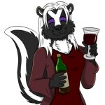  1:1 anthro beverage bottle cheers foxyruby glass lemonade mammal mephitid skunk solo telegram_stickers twillight 