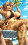  absurd_res anthro big_breasts bikini breasts clothing curvy_figure female hi_res huge_breasts jasmine_(arizel) looking_at_viewer open_mouth open_smile slightly_chubby smile solo swimwear viejillox voluptuous wide_hips 