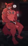  2021 abs absurd_res animatronic anthro at3mask barazoku biceps bottomwear canid canine clothing digital_media_(artwork) eye_patch eyewear five_nights_at_freddy&#039;s fox foxy_(fnaf) fur hi_res hook machine male mammal muscular muscular_anthro muscular_male pecs robot solo video_games 