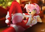  absurd_res amy_(disambiguation) amy_rose anthro brushart christmas clothing eulipotyphlan female gift hedgehog hi_res holidays mammal plant rose_(disambiguation) sega solo sonic_the_hedgehog_(series) suit tree 