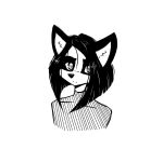  anthro bust_portrait canid canine canis domestic_dog facial_markings female hair hair_over_eye head_markings hi_res husky long_hair looking_at_viewer mammal markings monochrome nordic_sled_dog one_eye_obstructed portrait solo spitz suvi_(tinygaypirate) tinygaypirate 